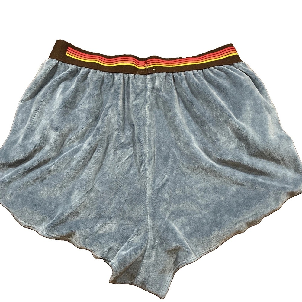 Aviator Nation Lounger Shorts Womens L Blue Velvet Logo Stripe Retro Athleisure - Picture 2 of 5